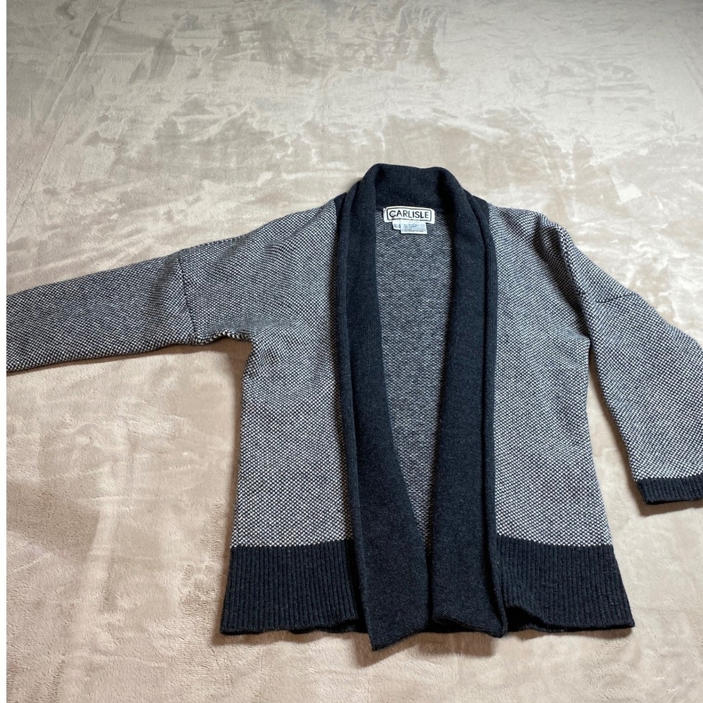 Carlisle Cardigan Sweater Womens Medium M Gray Silk Cashmere Merino Wool Knit